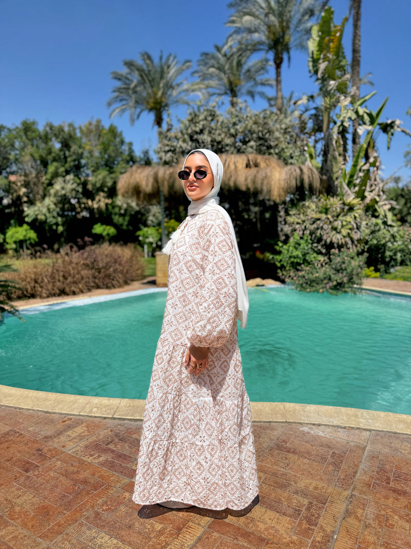 Lined Broderie Dress - White*Beige
