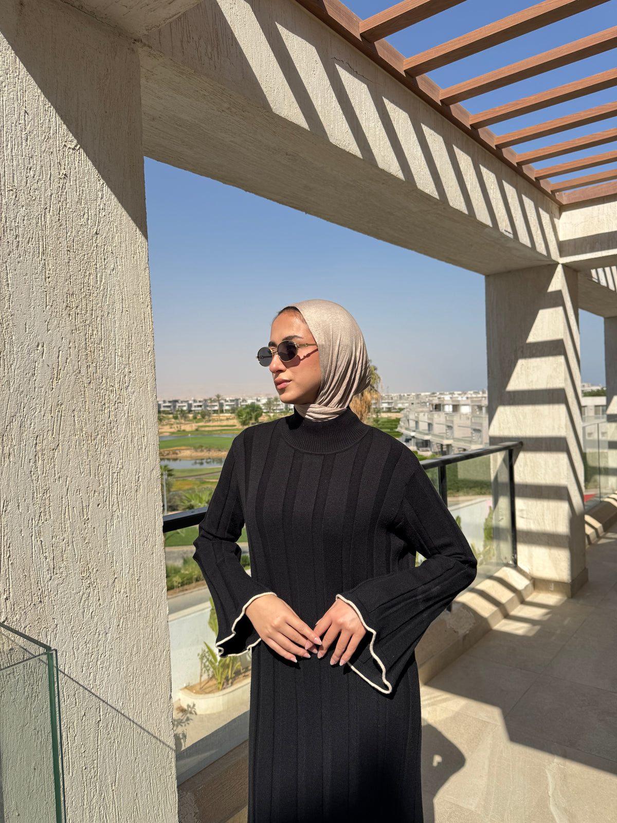 Trims Knit Dress - Black
