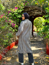 Printed Ruched Sleeves Shirt - Beige