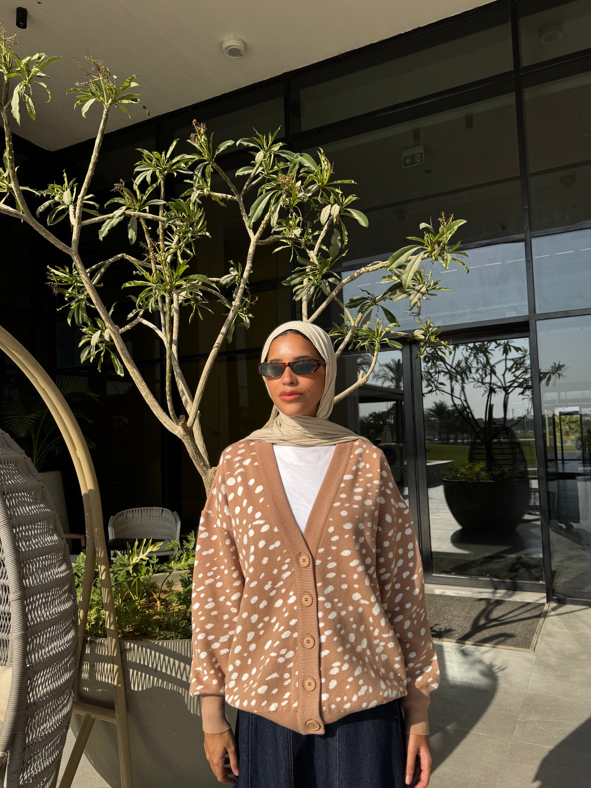 Printed Knit Cardigan - Deer