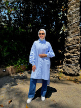 Ruched Sleeves Shirt - Baby Blue*Blue