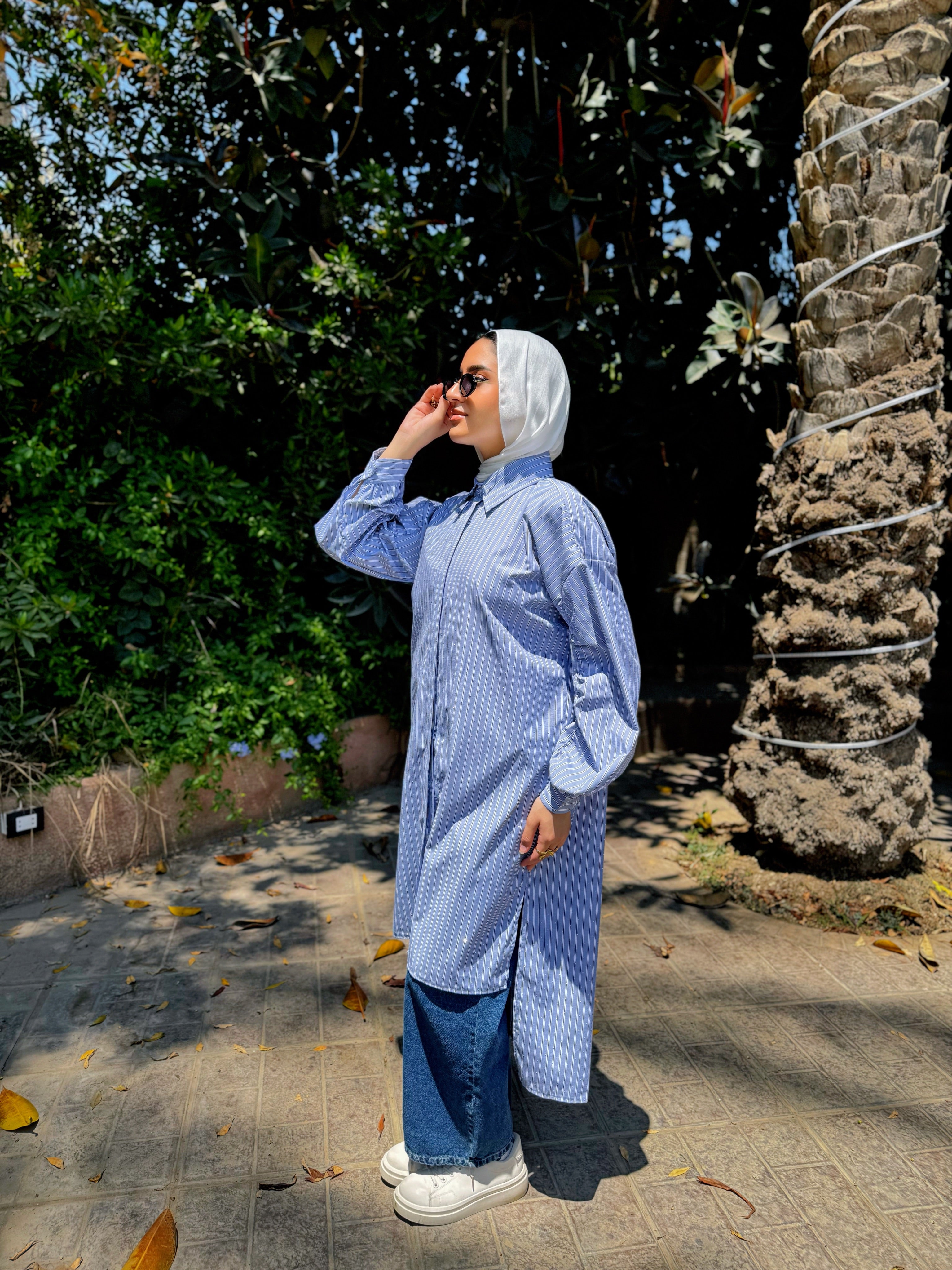 Ruched Sleeves Shirt - Grey
