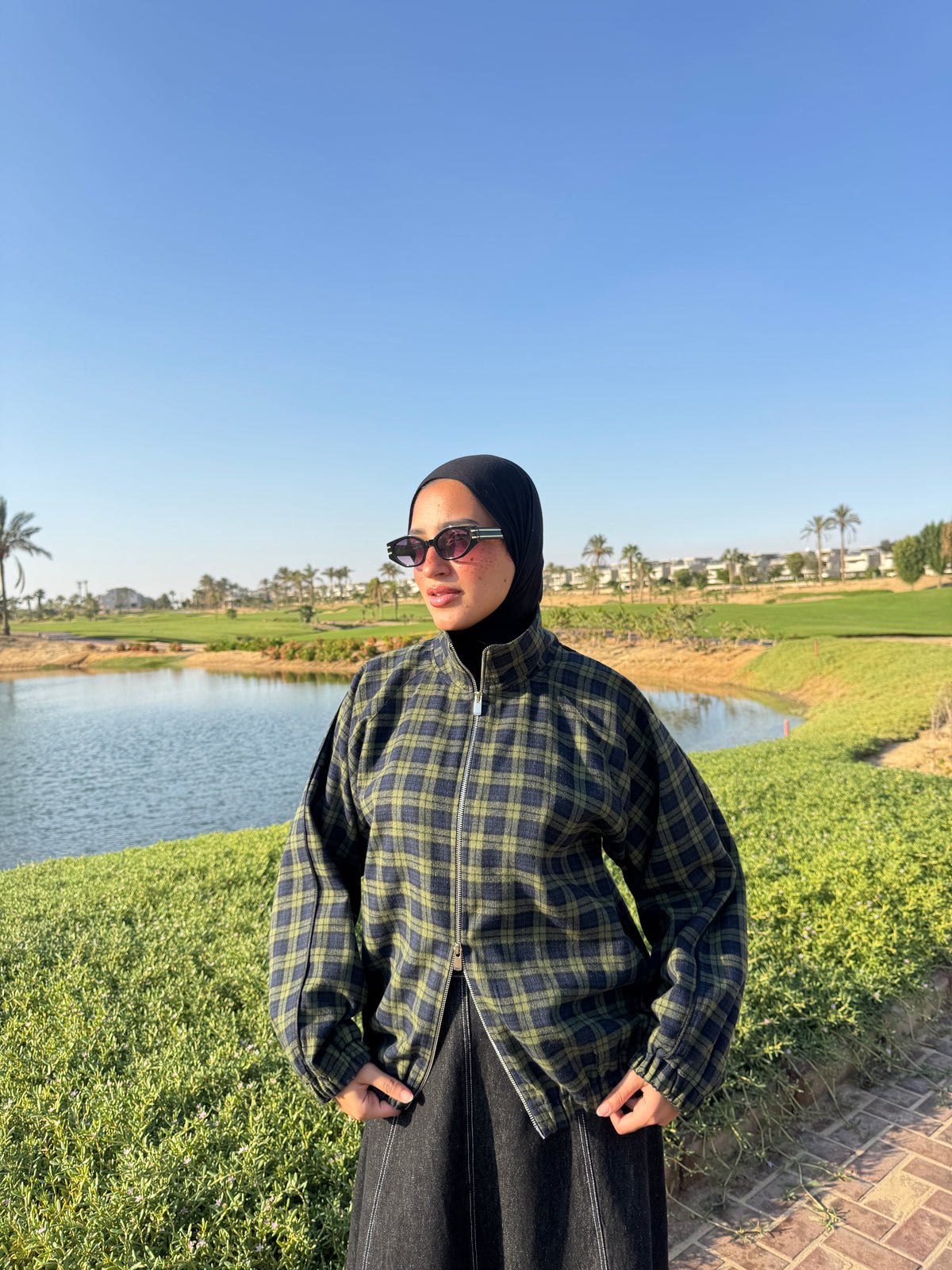 Bomber Checked Jacket - Green