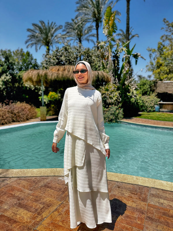 Accordion Layers Dress - White