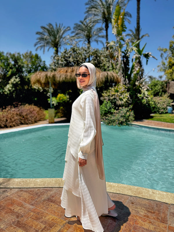 Accordion Layers Dress - White