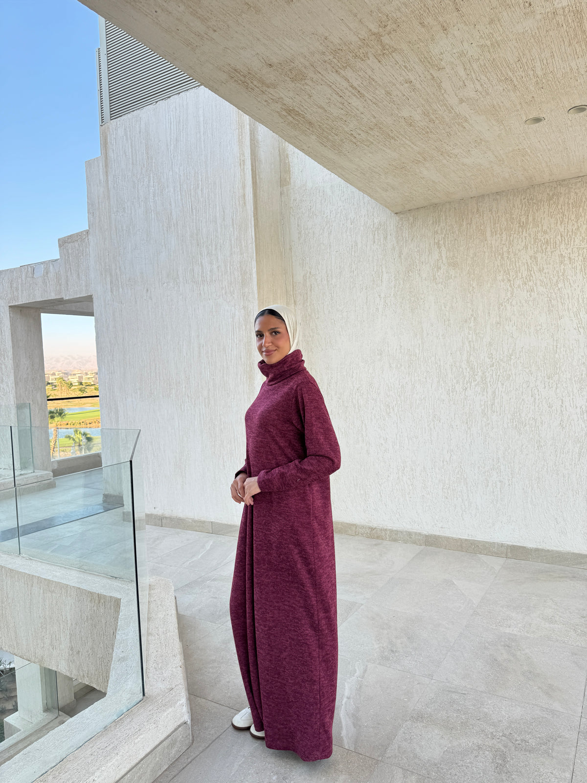 Basic Wool Dress - Maroon