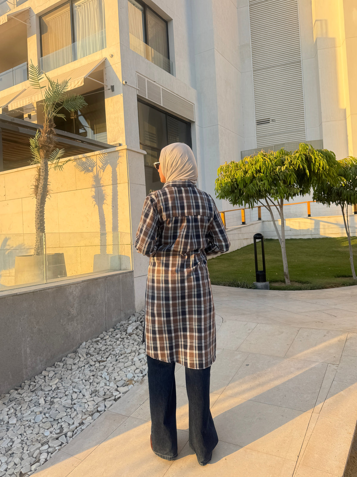 Overlap Checked Shirt - BRWON*NAVY