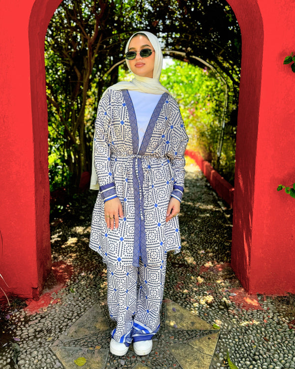 Geometric Printed Pants - Royal Blue
