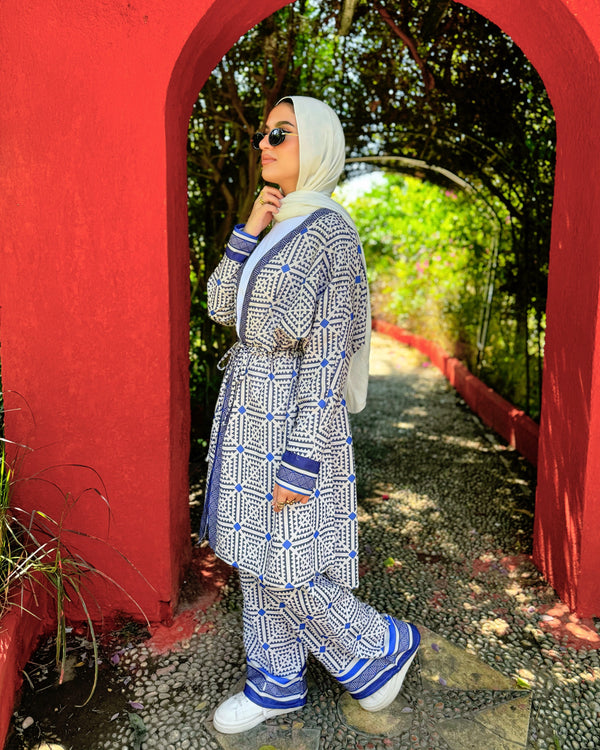 Geometric Printed Pants - Royal Blue