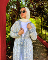 Geometric Printed Cardigan - Light Blue