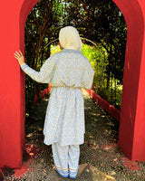Geometric Printed Cardigan - Light Blue