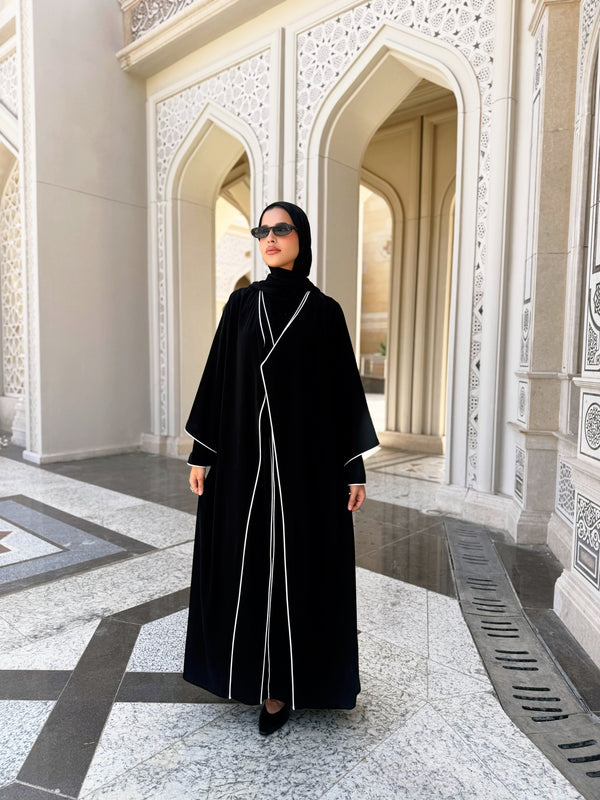 Piping Abaya - Black