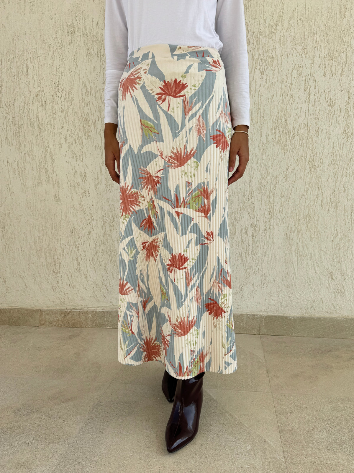 Accordion Printed Skirt - Floral mint