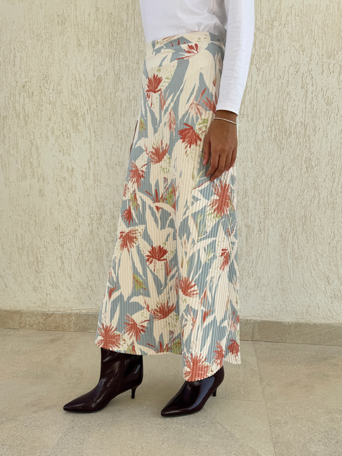 Accordion Printed Skirt - Floral mint