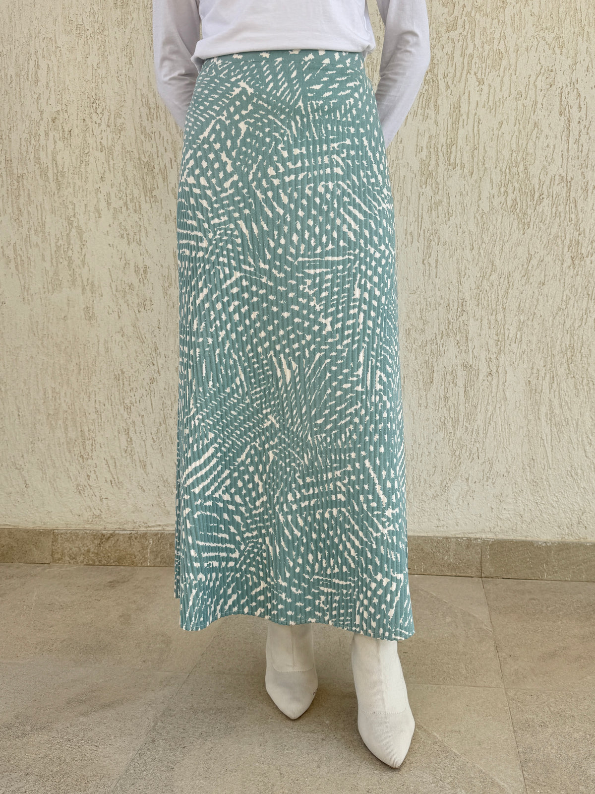 Accordion Printed Skirt - Mint