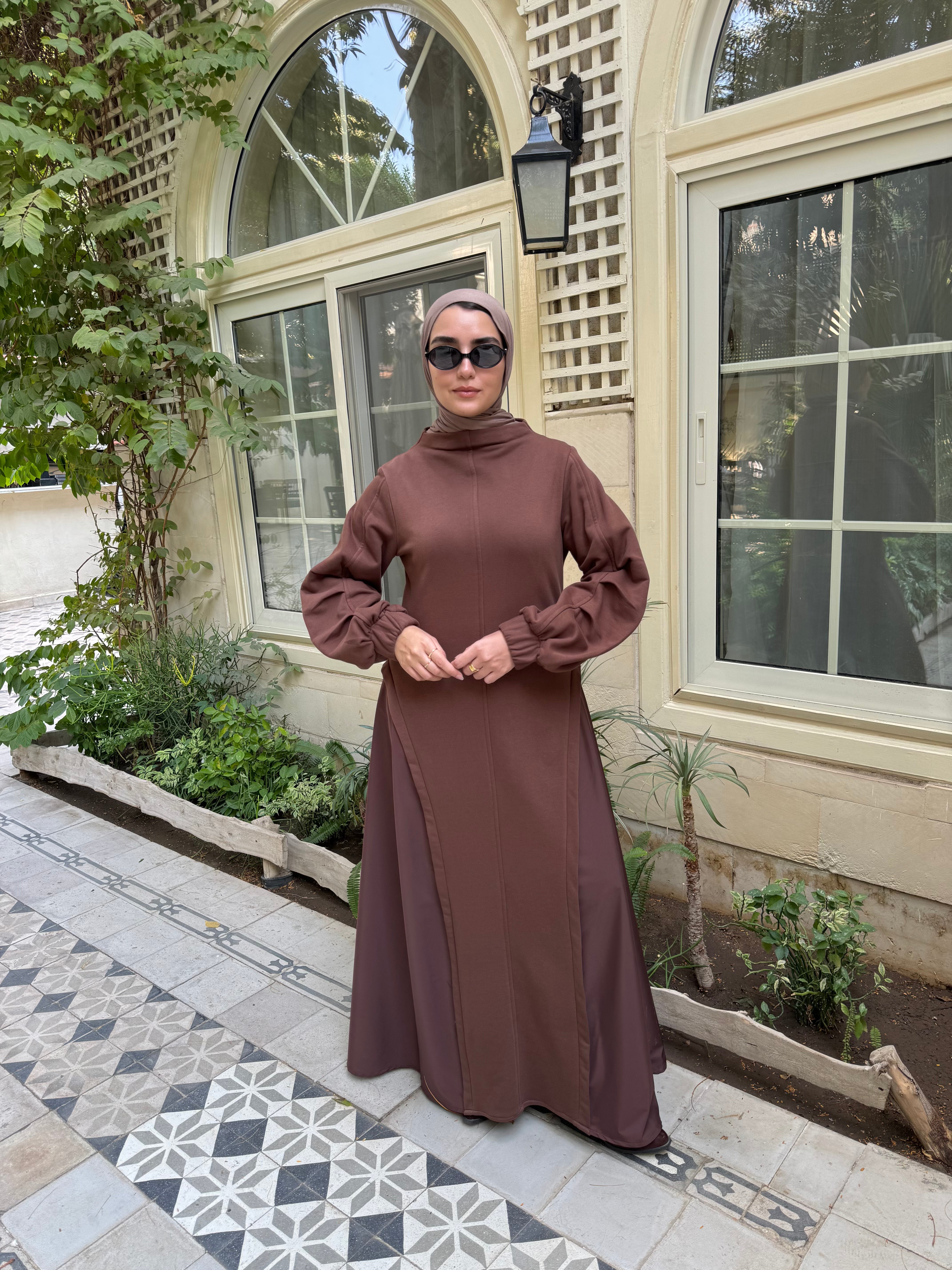 Side Panels Dress - Brown