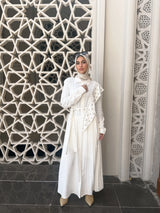Eyelets With Pleats Dress - White