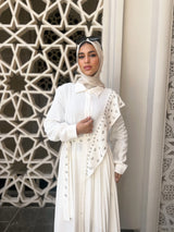 Eyelets With Pleats Dress - White