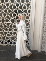 Eyelets With Pleats Dress - White