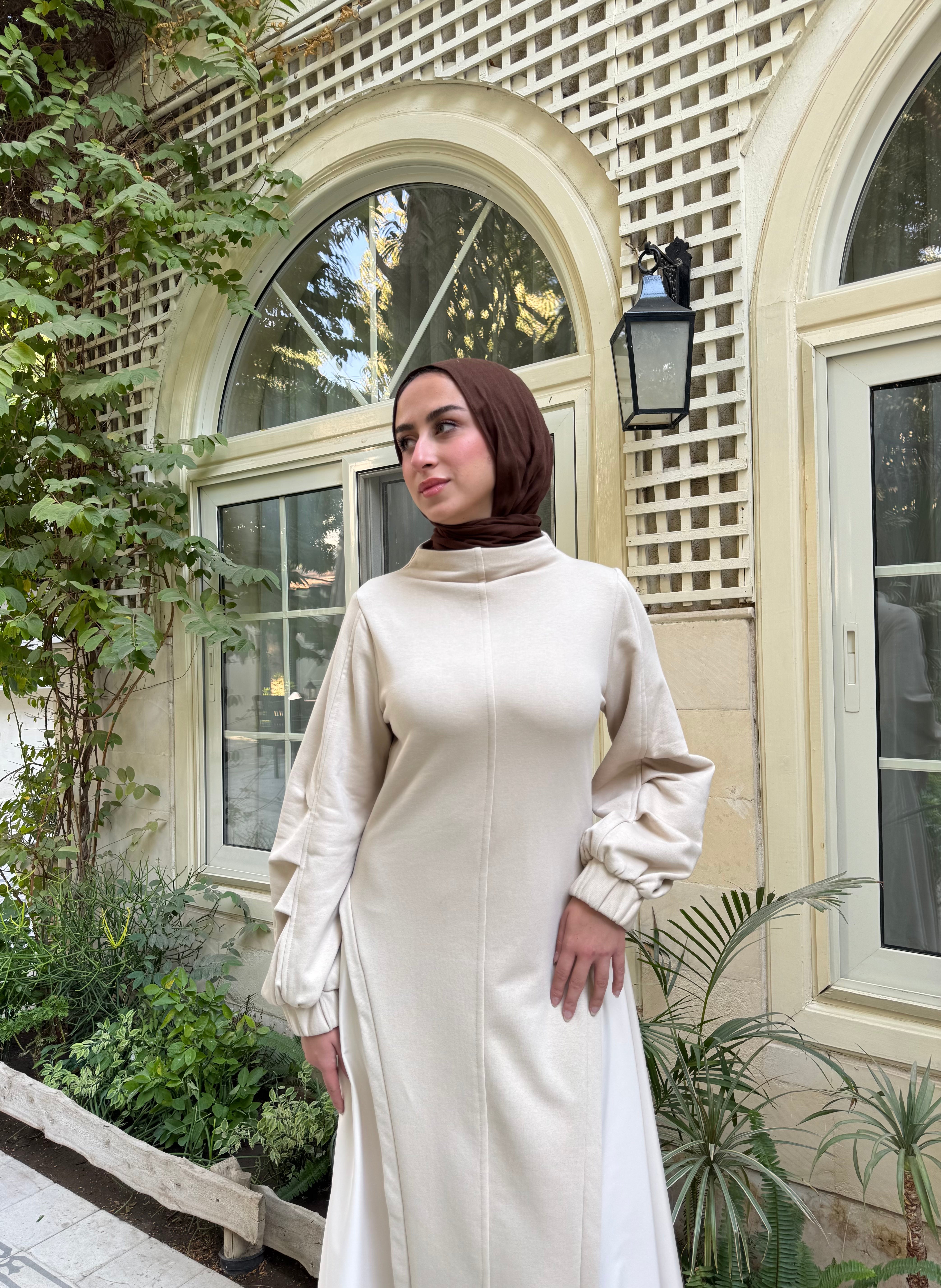 Side Panels Dress - Beige