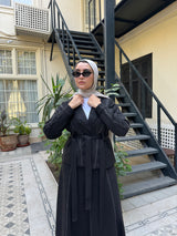 Stitched Suede Blouse - Black