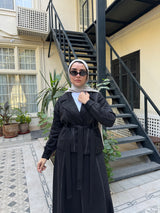 Stitched Suede Blouse - Black