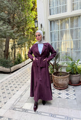 Stitched Suede Blouse - Maroon