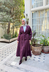 Stitched Suede Skirt - Maroon