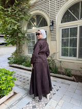 Stitched Suede Skirt - Brown