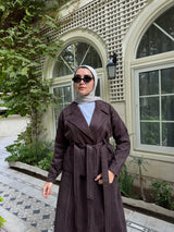 Stitched Suede Blouse - Brown