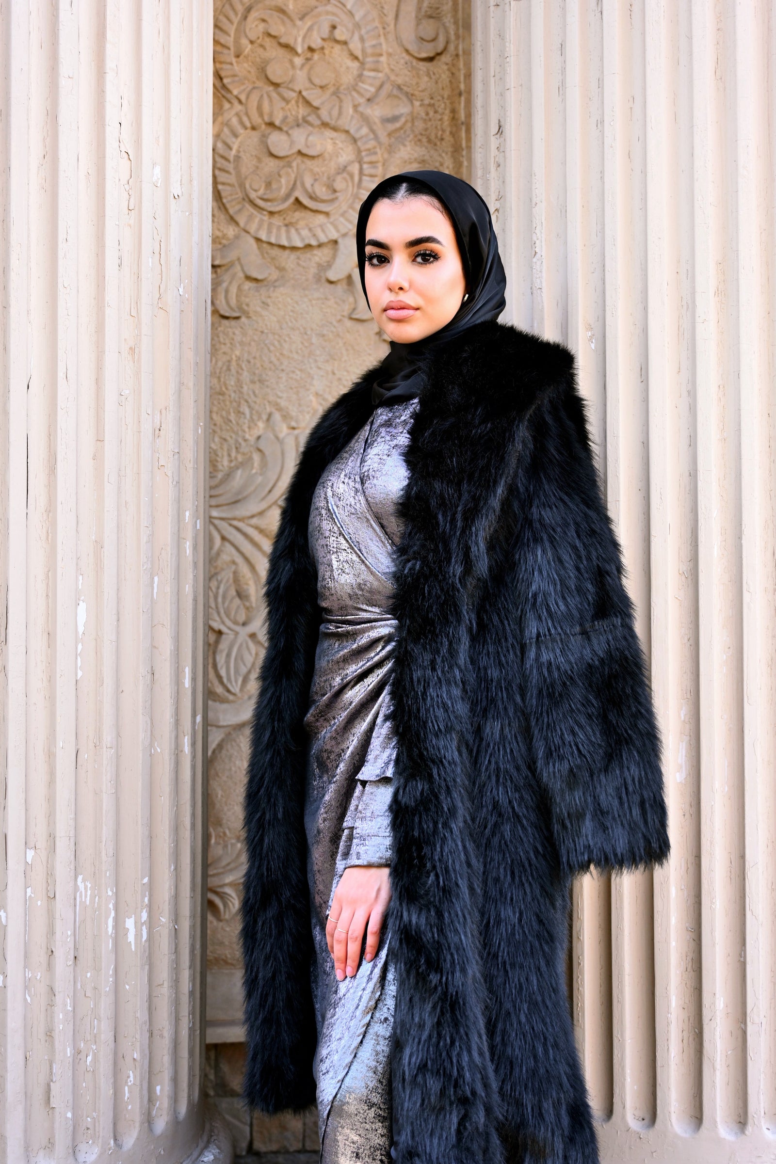 Faux Fur Coat-Black Hijab Boutique Faux Fur Coat-Black Hijab Boutique