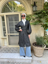 Overlap Leather Blouse - Black