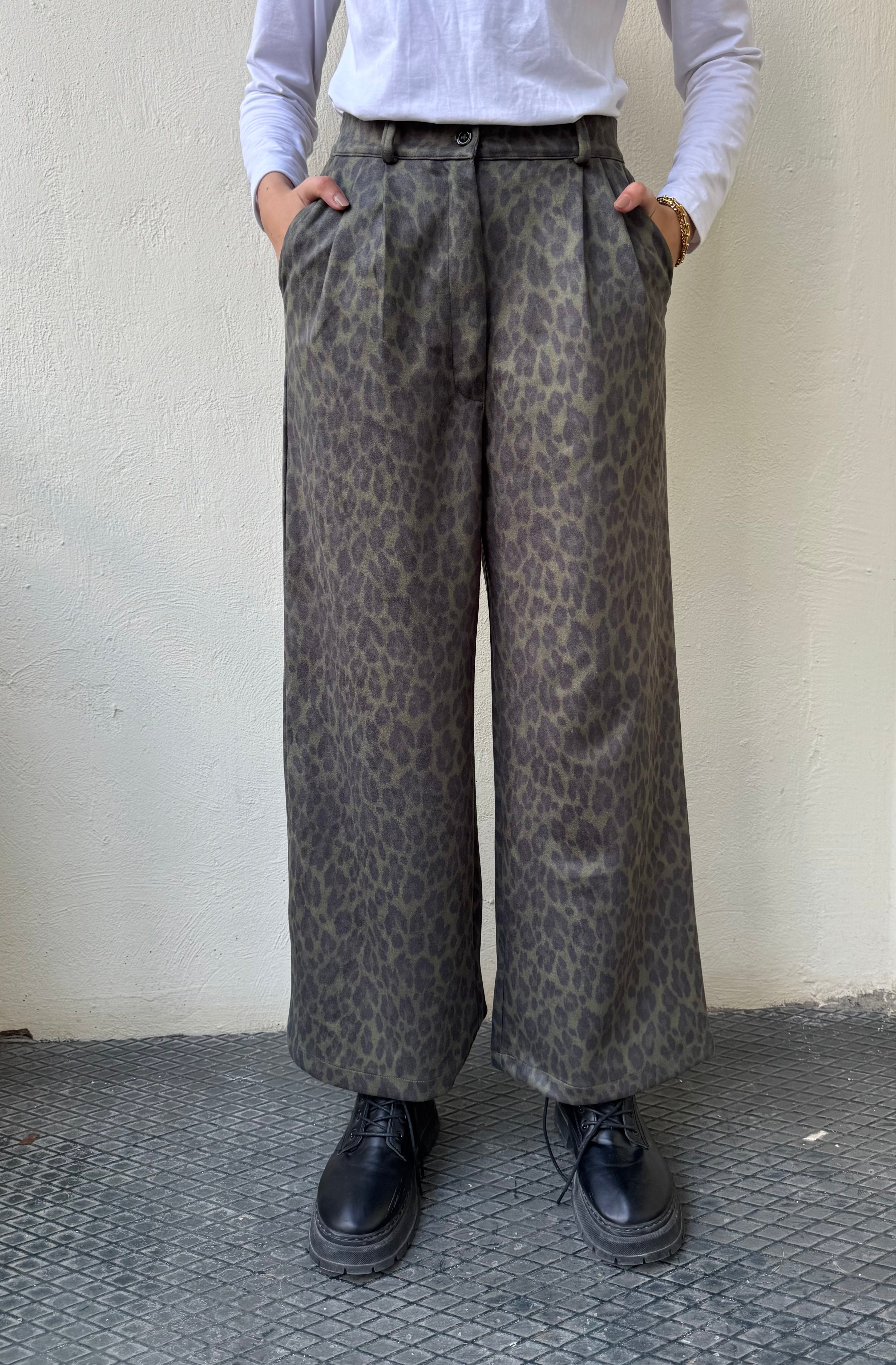 Leopard Pants - Olive