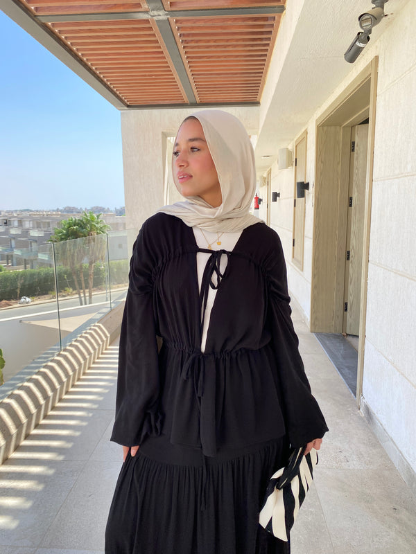 Drawstrings Blouse - Black