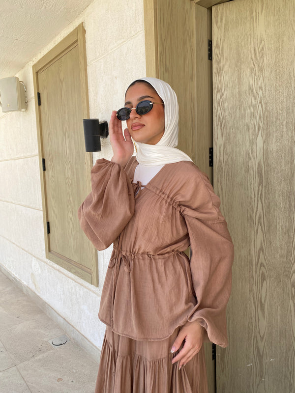 Drawstrings Blouse - Beige