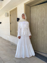 Lined Skirt With Tiers - White
