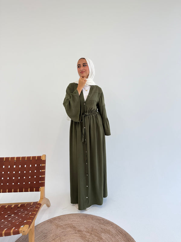 Dress Crushed With Drawstrings - Dark Olive