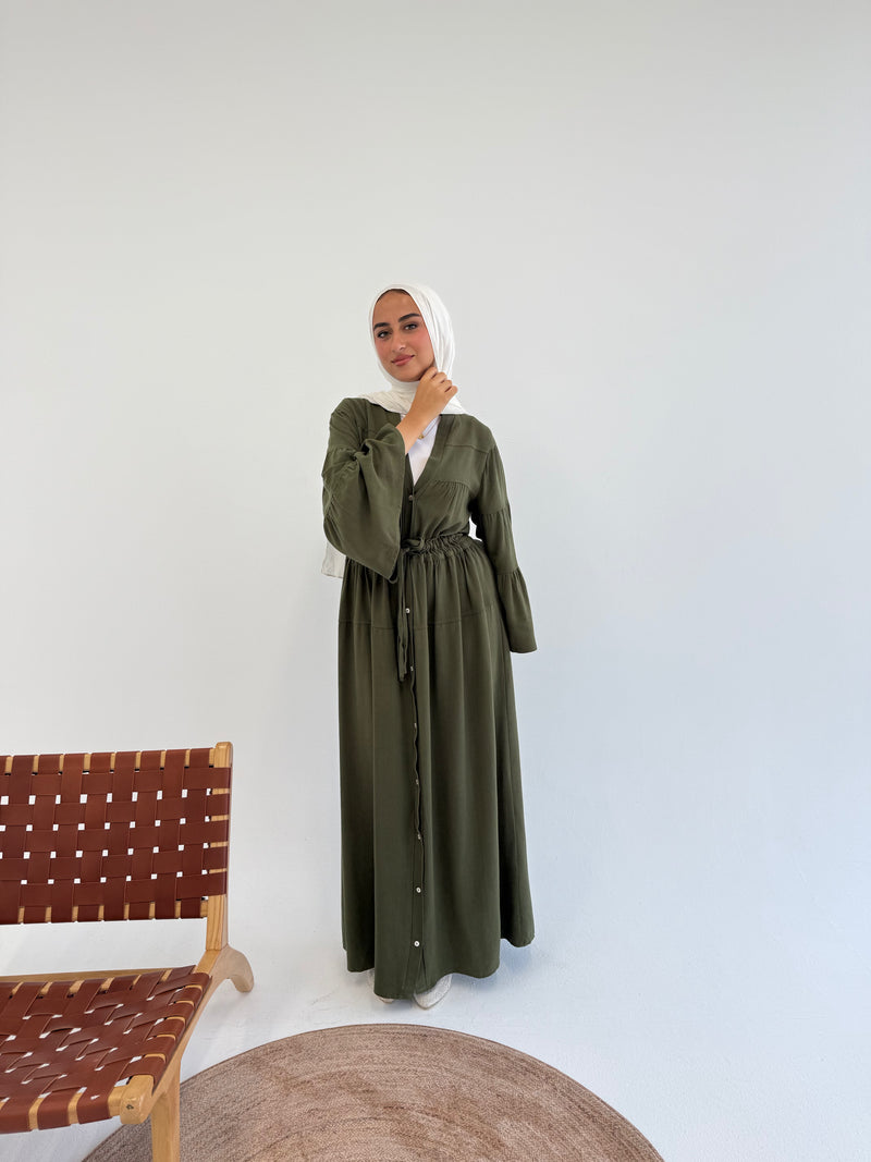 Dress Crushed With Drawstrings - Dark Olive