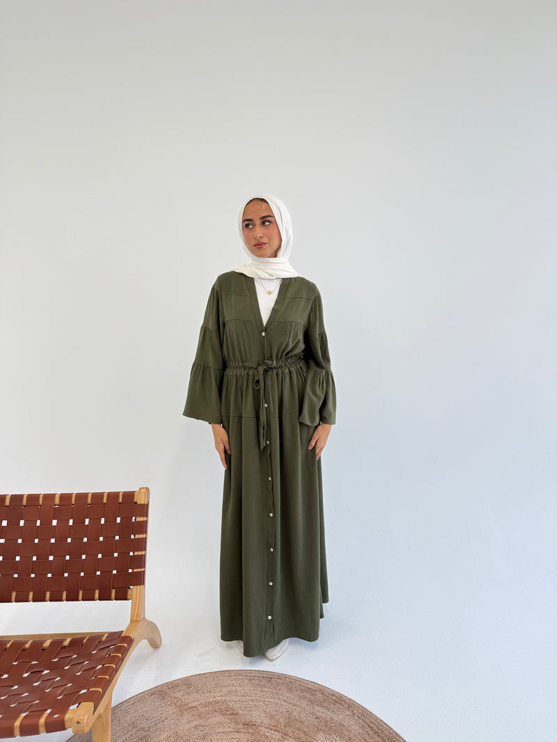 Dress Crushed With Drawstrings - Dark Olive