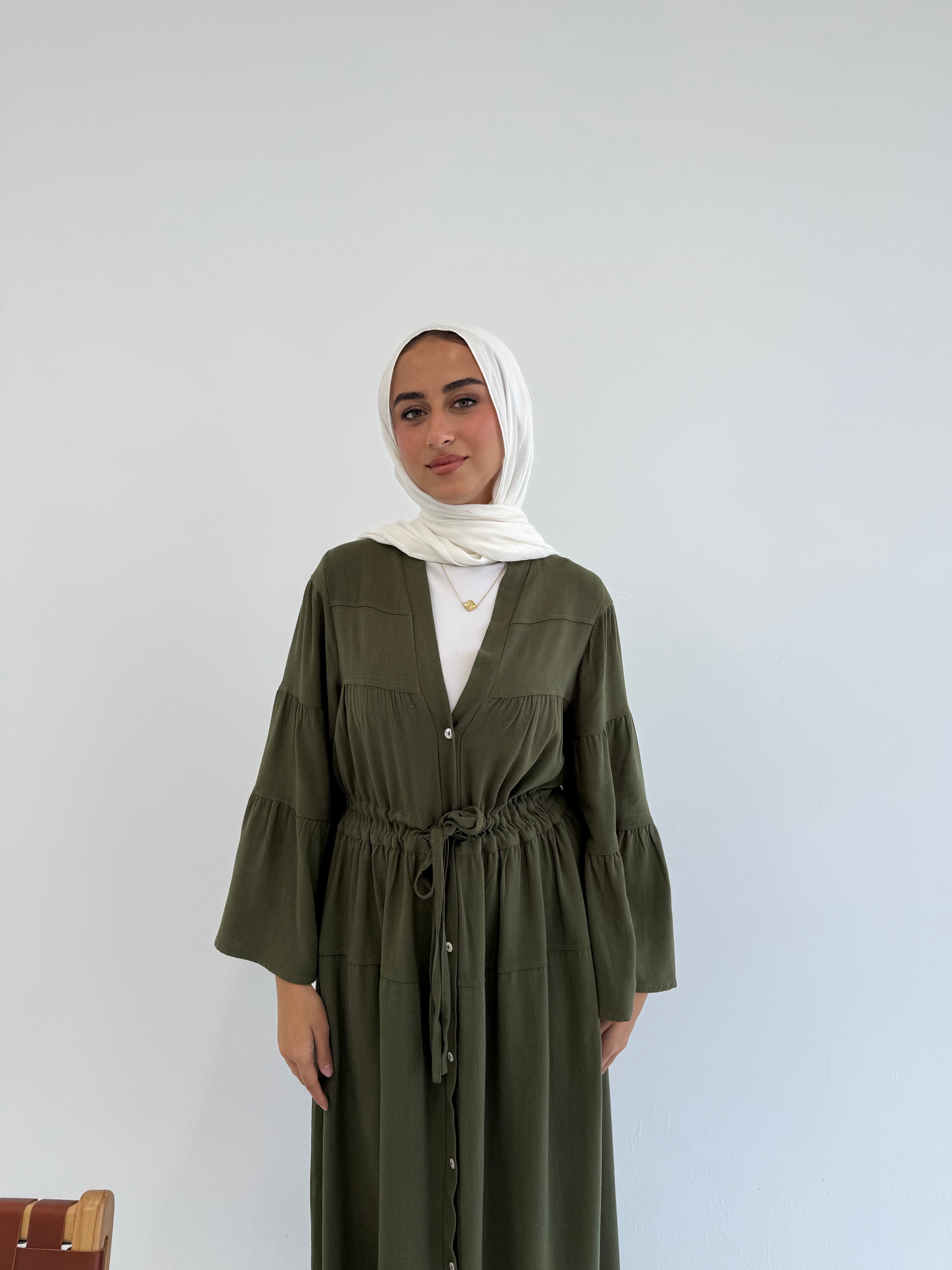 Dress Crushed With Drawstrings - Dark Olive