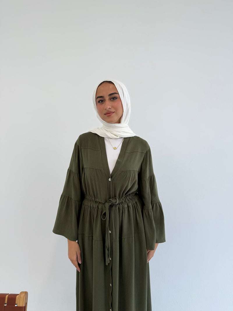 Dress Crushed With Drawstrings - Dark Olive