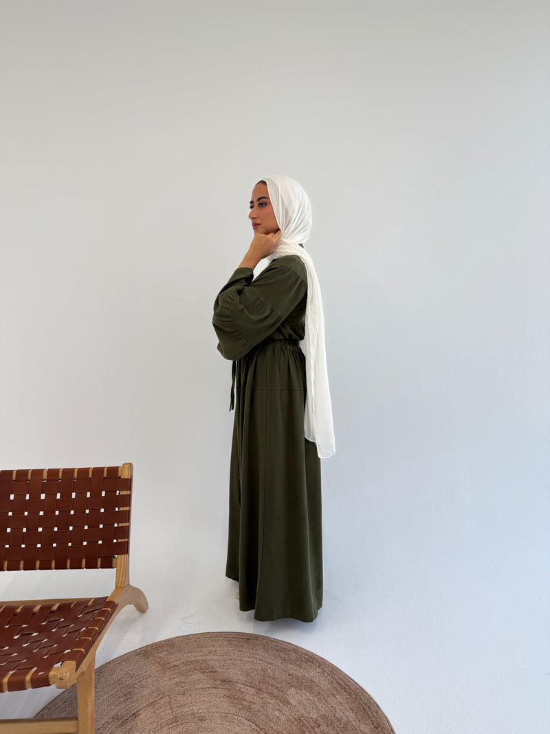 Dress Crushed With Drawstrings - Dark Olive