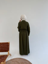 Dress Crushed With Drawstrings - Dark Olive