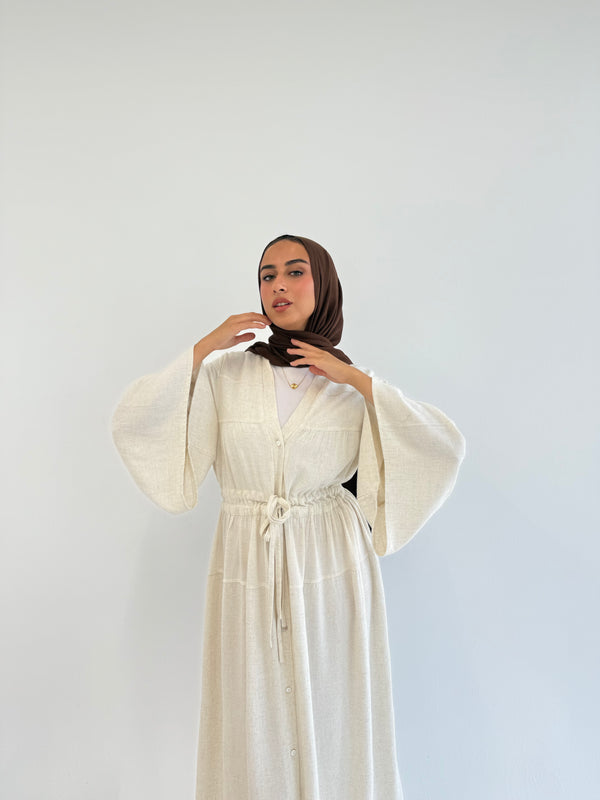 Dress Crushed With Drawstrings - Beige