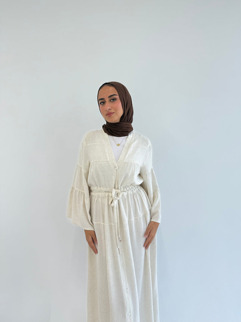 Dress Crushed With Drawstrings - Beige