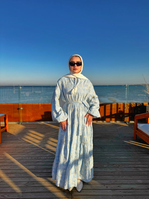 Colored Broderie Dress - Baby Blue