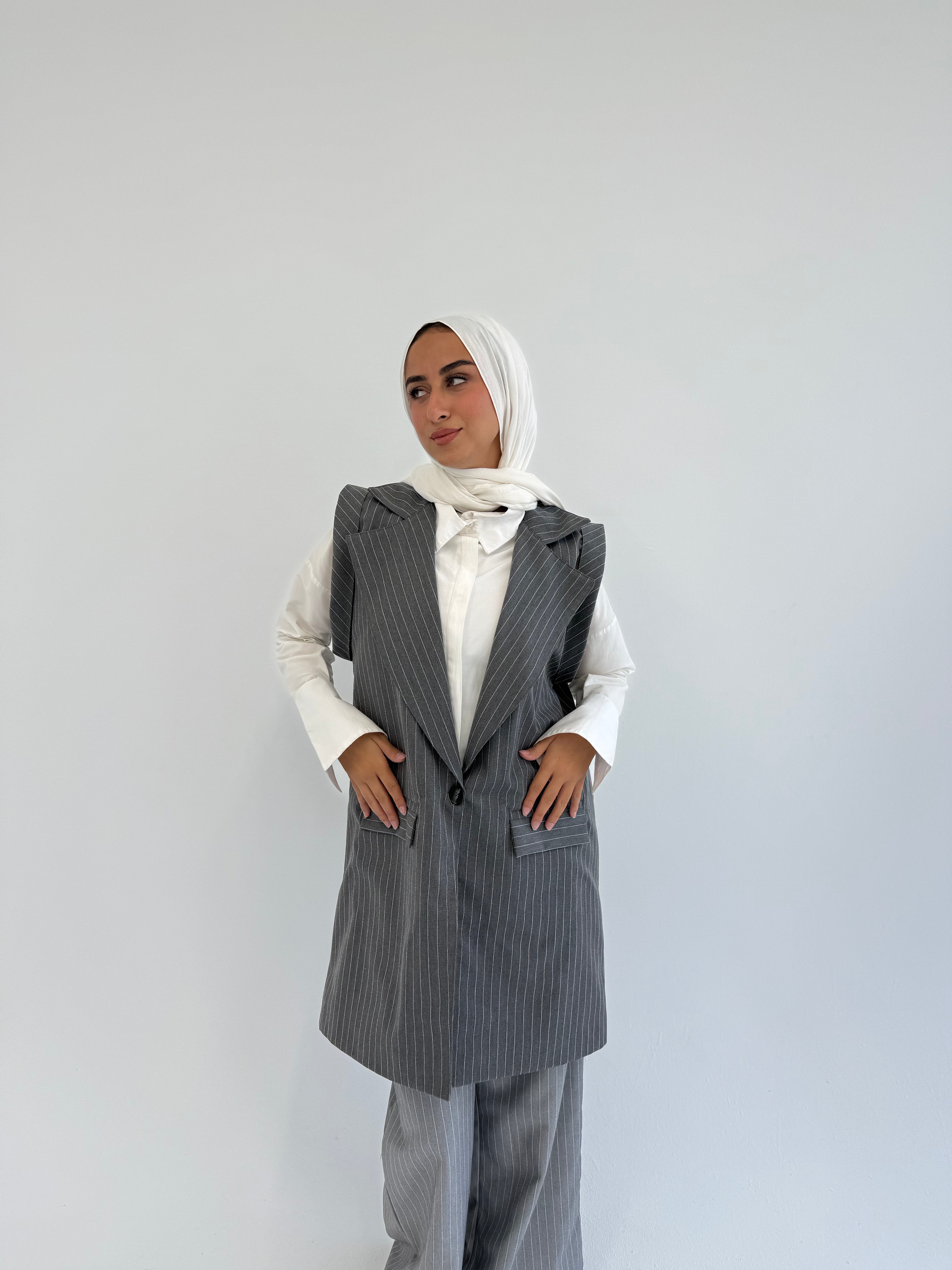 Striped Vest - Grey