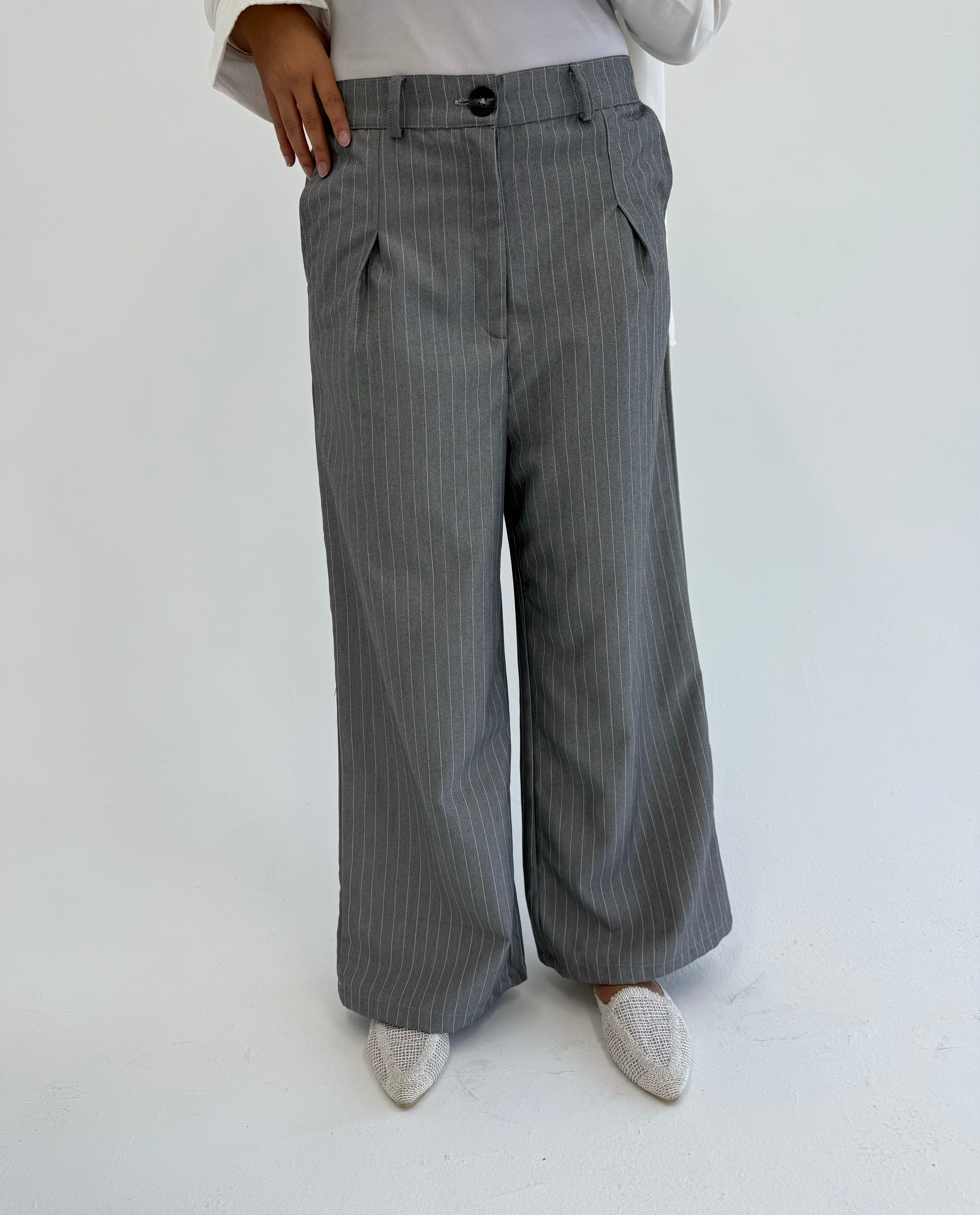 Striped Pants - Grey