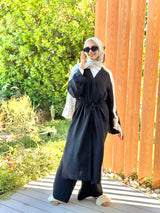 Double Drawstring Cardigan-Black