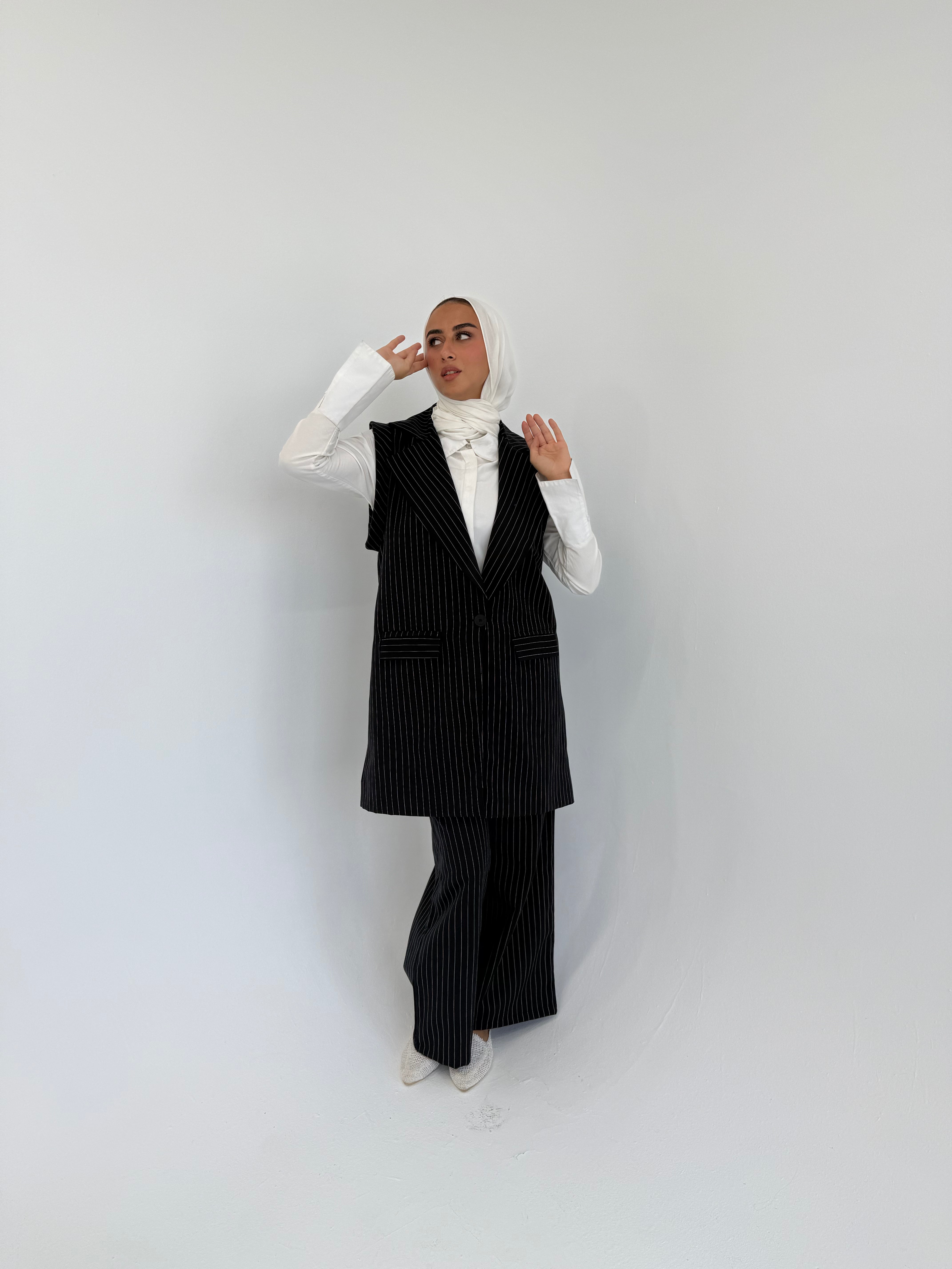 Striped Vest - Black